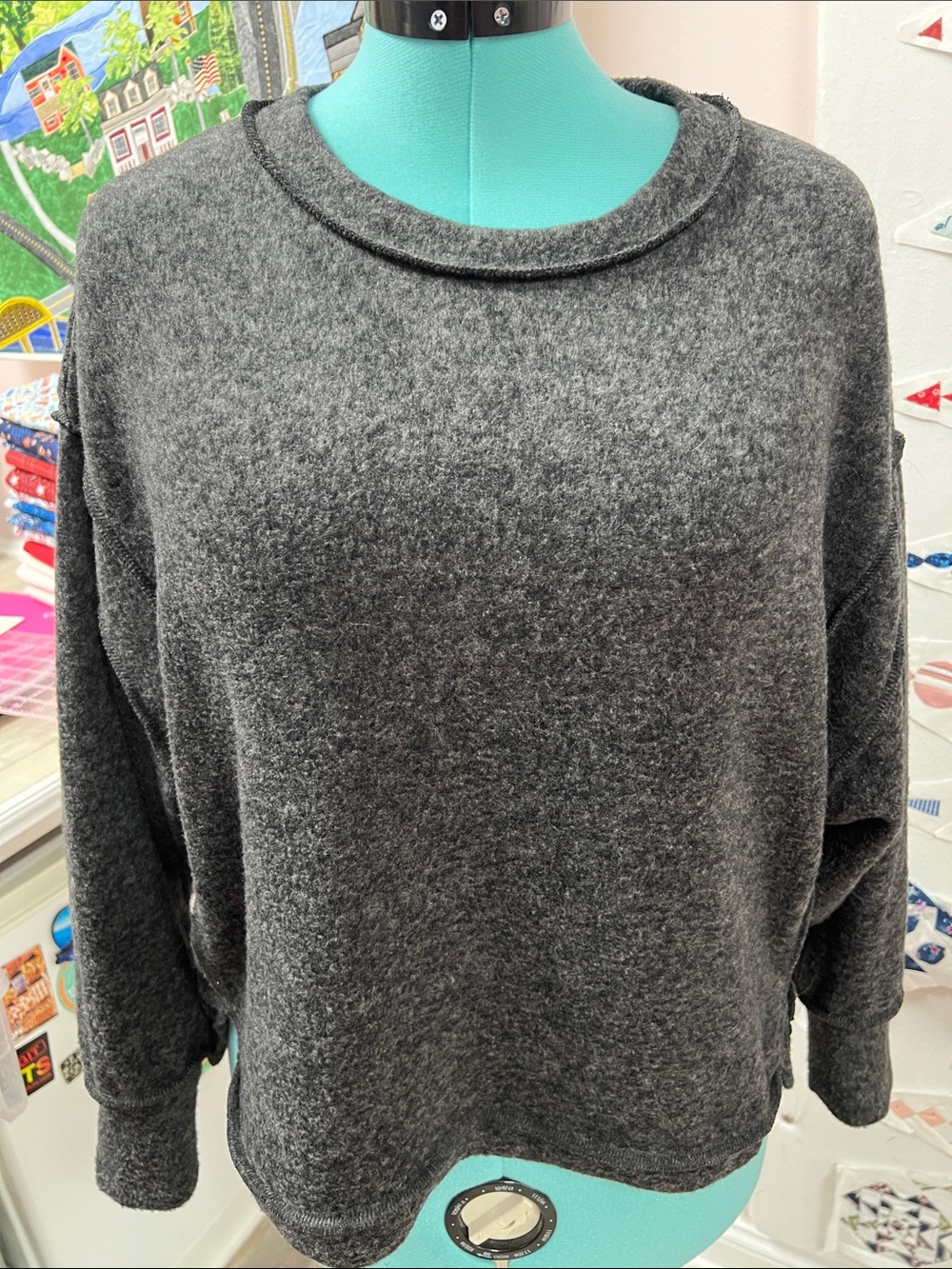 Zenana Outfitters Charcoal Crewneck Boxy Sweater